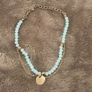 Gold and Mint Beaded Bracelet